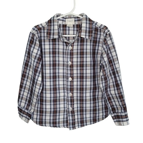 Tahari boy's soft thick knit long sleeve button up plaid shirt- size 5 - Picture 2 of 9